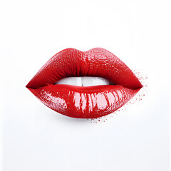 Obraz premium Red lips isolated on white background