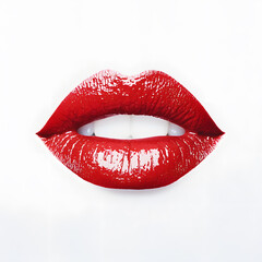 Obraz premium Red lips isolated on white background