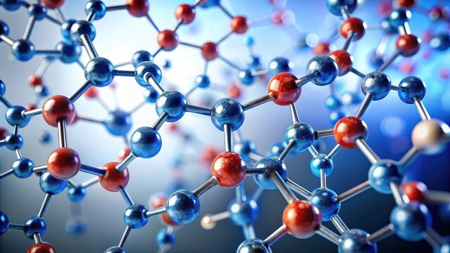 Detailed polymer molecular structure with light background, molecules, polymers