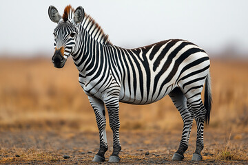 Obraz premium A Plains Zebra Stands In A Dry Savanna