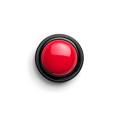 Top view 3d red button isolated on white background
