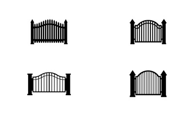 Fence Silhouette Set In Black And White