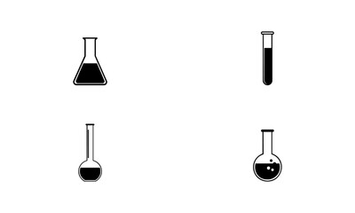 Laboratory Flask Silhouette Set In Black And White