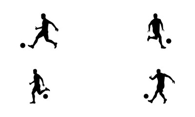 Men playing football silhouette set in black and white