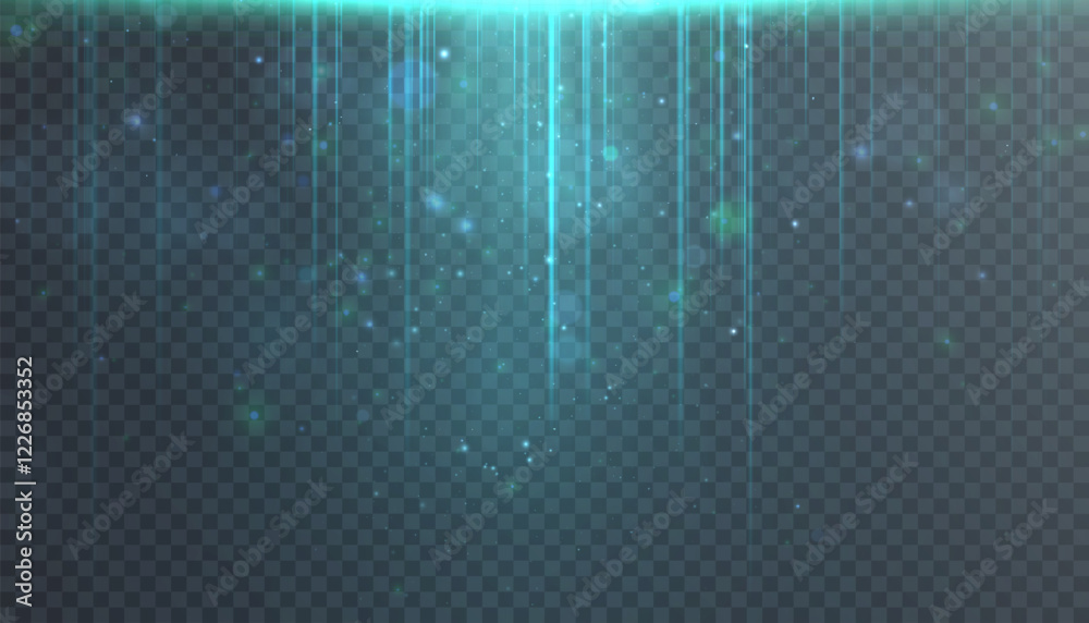 Poster abstract background of blue vertical light rays and glares. transparent vector design, perfect for s