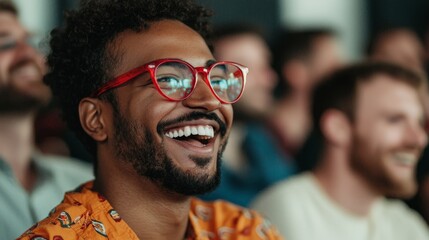 Obraz premium Joyful Interaction: Connecting People Through Laughter and Shared Moments of Happiness