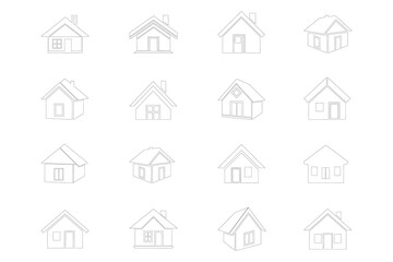 A basic house icon with a triangular roof and a square base