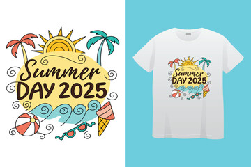 CMYK color separation Summer vector t-shirt design , surfing beach vector photo print , vintage retro beach print design, surfboard with palm tree and typography text.