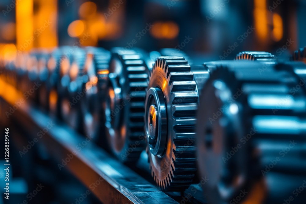 Aufkleber gears rotating in a complex industrial machine, teamwork and precision concept