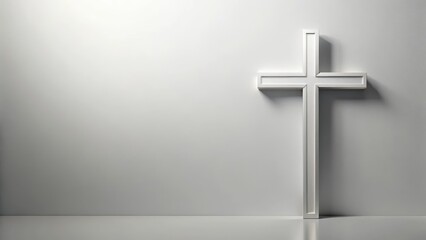 Naklejka premium Simple, elegant cross on white background with bold font displaying a prayer word , worship, hope, worship