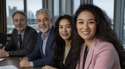 Obraz premium Confident Diverse Business Team in Modern Office Setting