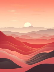 Obraz premium Serene Sunset Over Rolling Hills