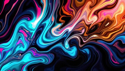 Fototapeta premium Colorful abstract fluid art with vibrant swirls and waves
