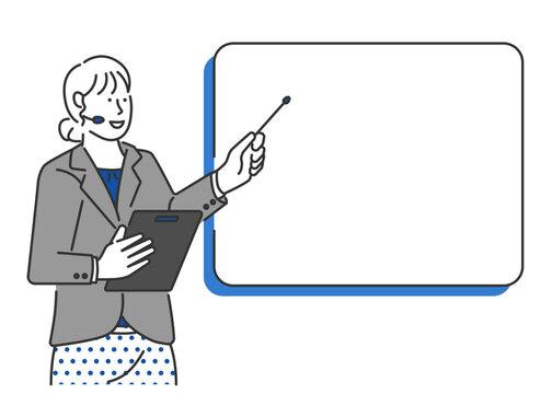 고객 만족을 위한 온라인 여성 상담원의 스마트한 비즈니스 커뮤니케이션 지원 제스쳐 일러스트