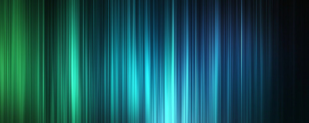 Abstract digital light streaks in shades of green and blue
