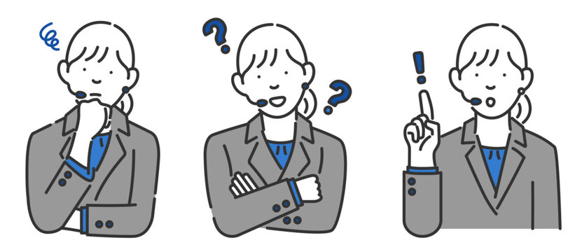 고객 만족을 위한 온라인 여성 상담원의 스마트한 비즈니스 커뮤니케이션 지원 제스쳐 일러스트