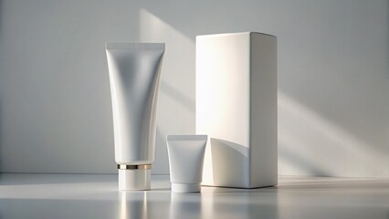 White Skincare Tube & Box 3D Mockup - Candid Photography
