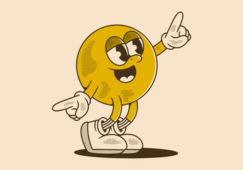 Retro ball head character in dance pose