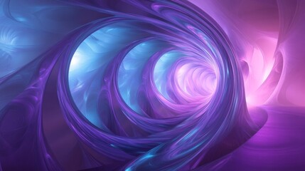Obraz premium An infinite tunnel made of glowing fractals in shades of purple and blue