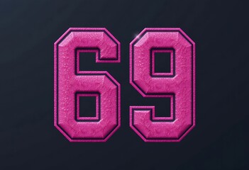 Pink Number 69 Varsity Style Texture Design