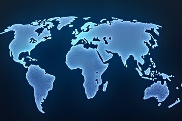 Obraz premium Illuminated World Map Showcasing Global Connectivity and Geographical Regions