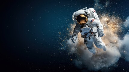 Obraz premium Astronaut Exploring Cosmic Space in Universe Background