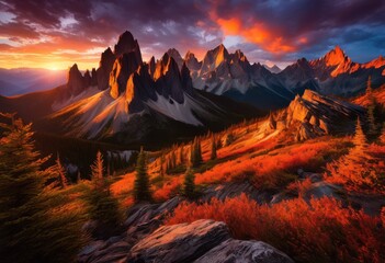 breathtaking panoramic mountain vistas golden hour highlighting vibrant rich natural textures, sunset, horizon, clouds, landscape, nature, scenery, view