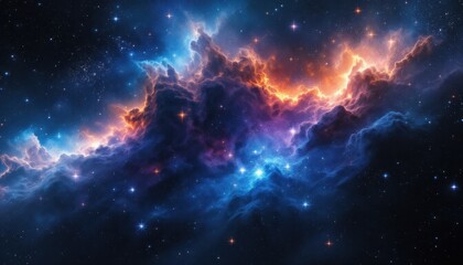 Obraz premium Stunning cosmic nebula with vibrant colors and mystical clouds in space