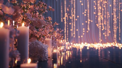 Wedding backdrop with flowers and wedding decorations