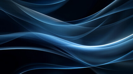 Fototapeta premium Elegant blue abstract smoke swirls create mesmerizing visual effect, blending seamlessly against dark background. flowing lines evoke sense of calm and tranquility