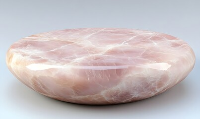 Polished rose quartz coaster on grey backdrop