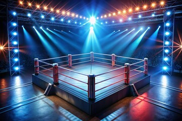 Wrestling Ring Spotlight Showdown - AI Photo