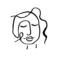 Woman Face Abstract Line Drawing. Abstract Female Face Creative Contemporary Hand Drawn Vector Illustration. Female Head, Vector Minimalist Art for Boho Design, Wall Art, Prints, Posters, Cards