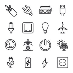 A collection of icons for various electrical devices and appliances