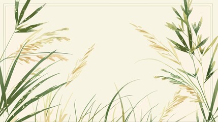 Obraz premium Rice Branches and Leaf Flat Vector Illustration