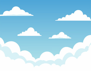 Blue sky with white clouds. Vector of the sky is clear and the clouds are scattered throughout the sky.