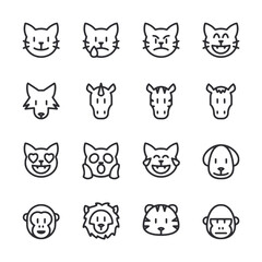 A collection of animal faces in black and white