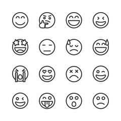 A collection of black and white emoticons