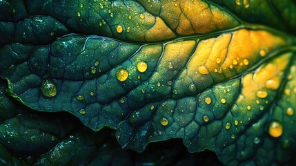 Close-up Macro Shots Reveal Vibrant Swiss Chard with Detailed Textures and Leafy Greens