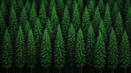 Aerial view of dense evergreen forest, dark green canopy, nature background, ideal for environmental themes