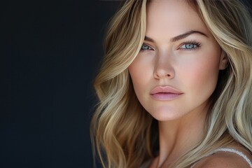 Naklejka premium Beautiful Woman with Blonde Hair and Blue Eyes