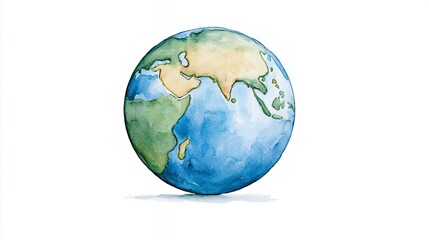 Fototapeta premium Watercolor Planet Earth: A Global Unity Painting