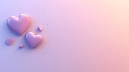 Pink hearts on a soft purple background