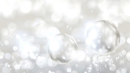 Two Shiny Orbs Float Amidst Sparkling White Lights