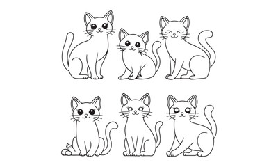 Cute Cat Coloring Page with Adorable Kitten Line Drawings