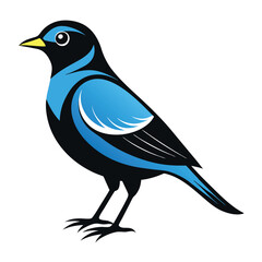 Vector silhouette bird on white background-9