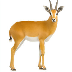 Obraz premium Golden gazelle, side profile, isolated on white.