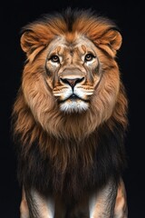 Fototapeta premium Close-up photo of a lion looking directly at the camera