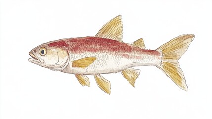 Naklejka premium Colorful Illustration of a Freshwater Fish with Detailed Fin Features