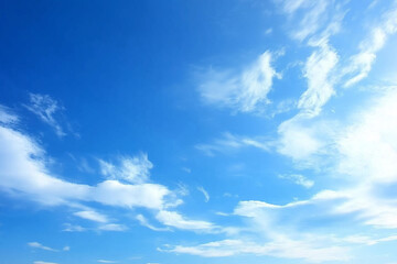 Obraz premium Blue Sky with White Fluffy Clouds, summer sky, spring season, blue sky with white cloud background, white cloud on blue sky, blue sky background with clouds, blue sky with clouds, Generative Ai